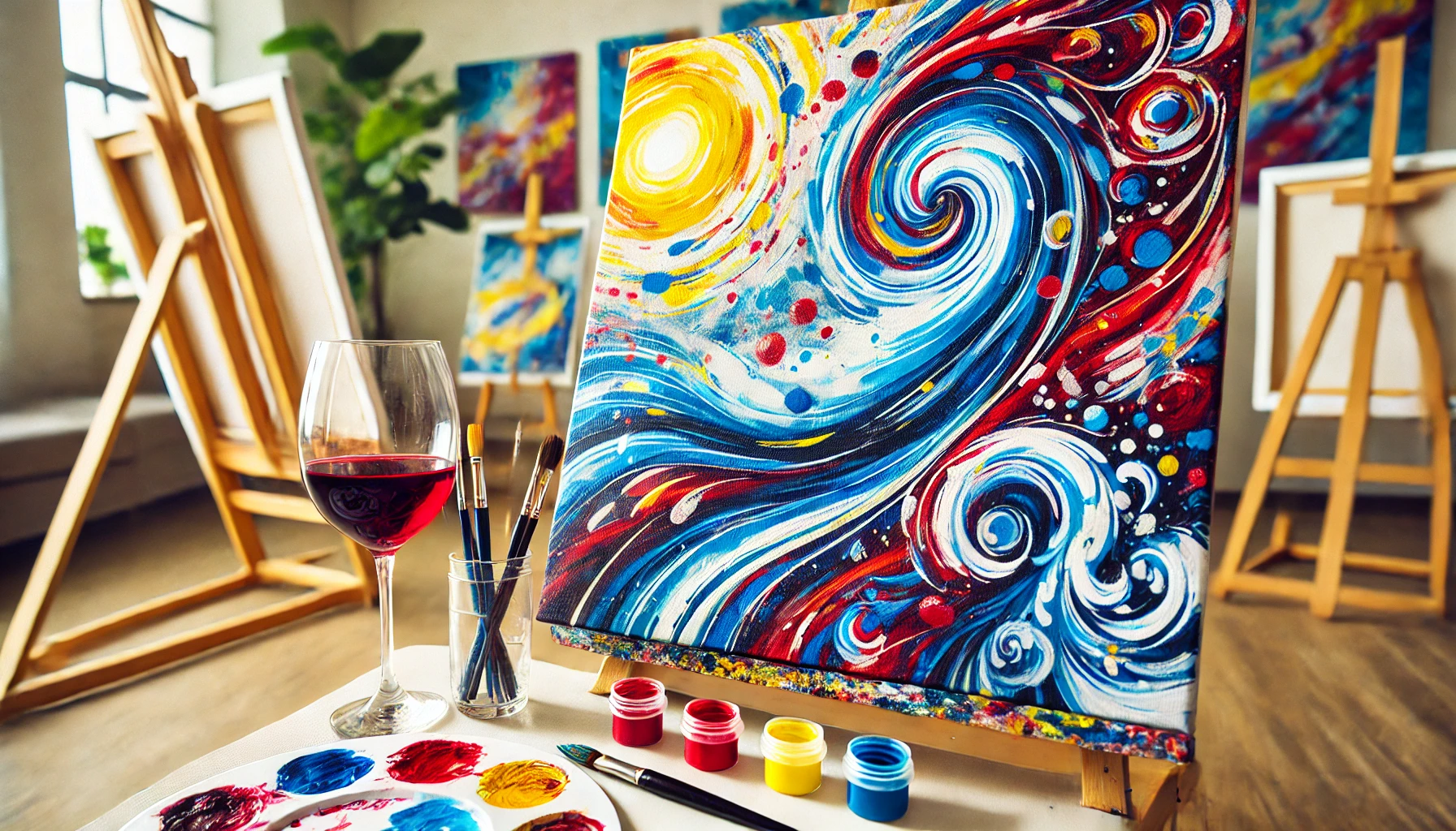 paint and sip student artwork